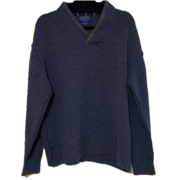Pendleton Other - Pendleton Sweater Men's L Blue 100% Shetland Wool V-Neck Speckled Melange